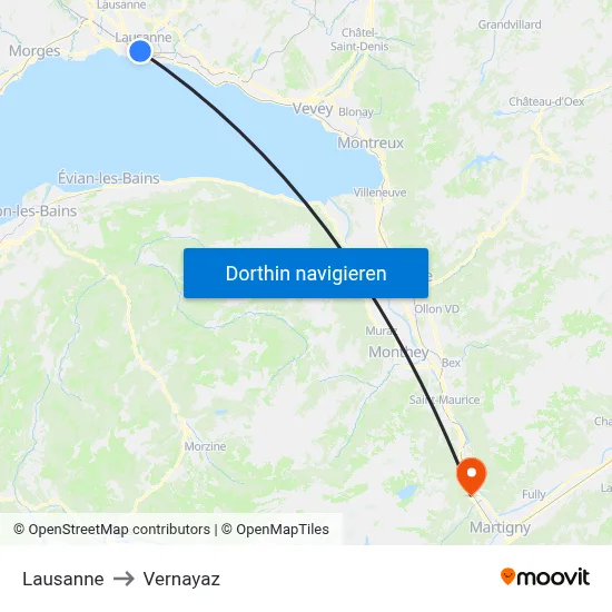 Lausanne to Vernayaz map
