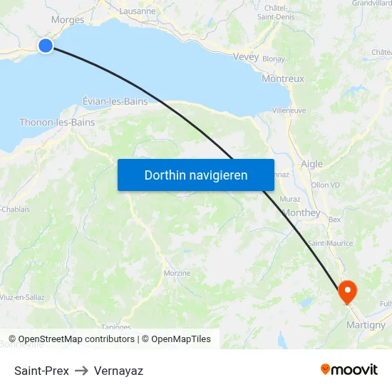 Saint-Prex to Vernayaz map