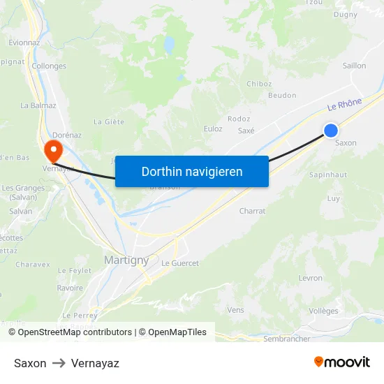 Saxon to Vernayaz map