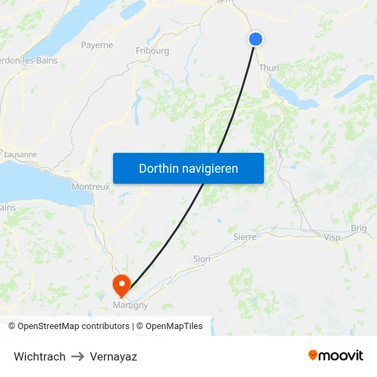 Wichtrach to Vernayaz map