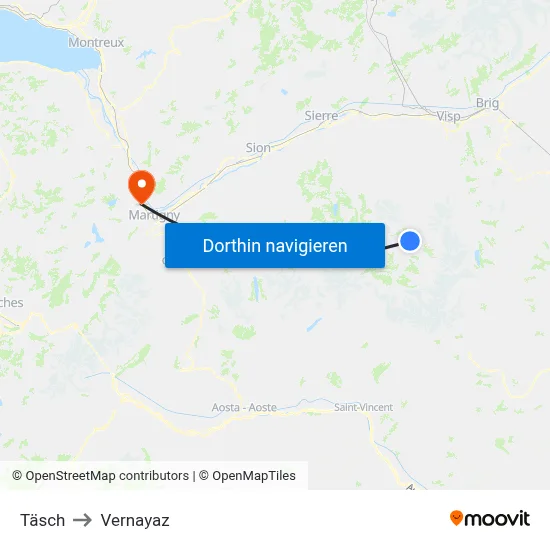 Täsch to Vernayaz map