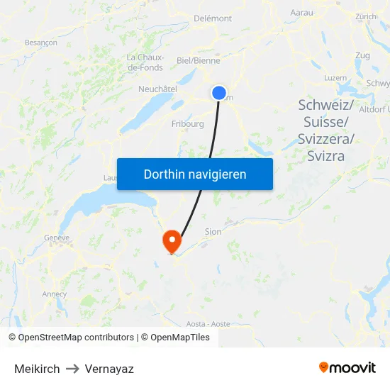 Meikirch to Vernayaz map