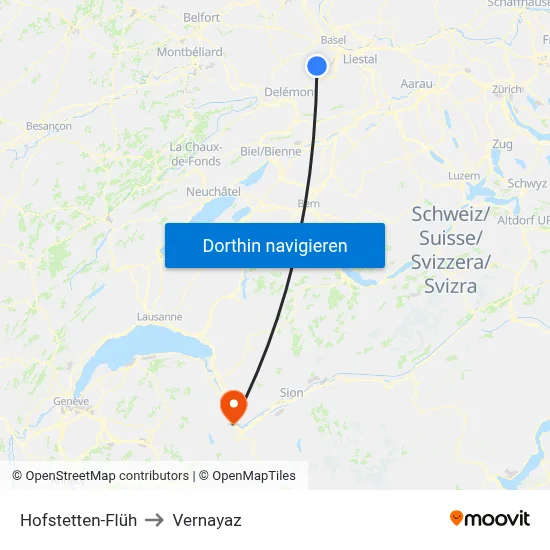Hofstetten-Flüh to Vernayaz map