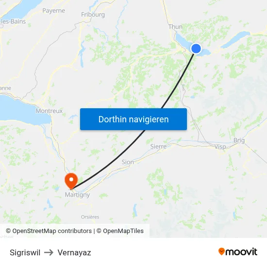 Sigriswil to Vernayaz map