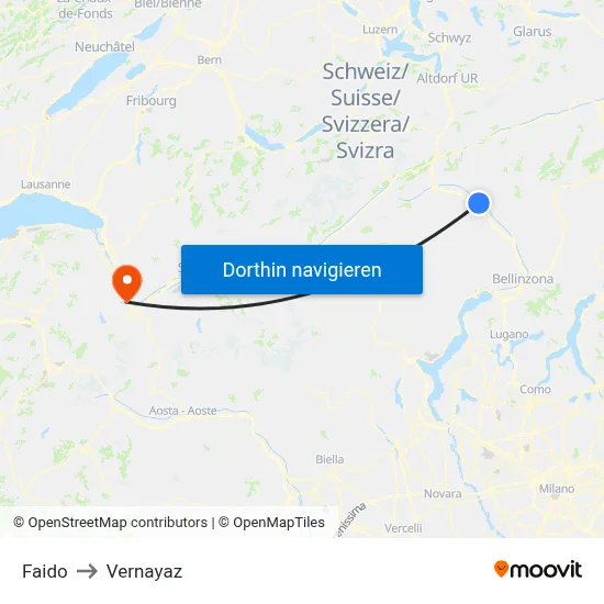 Faido to Vernayaz map