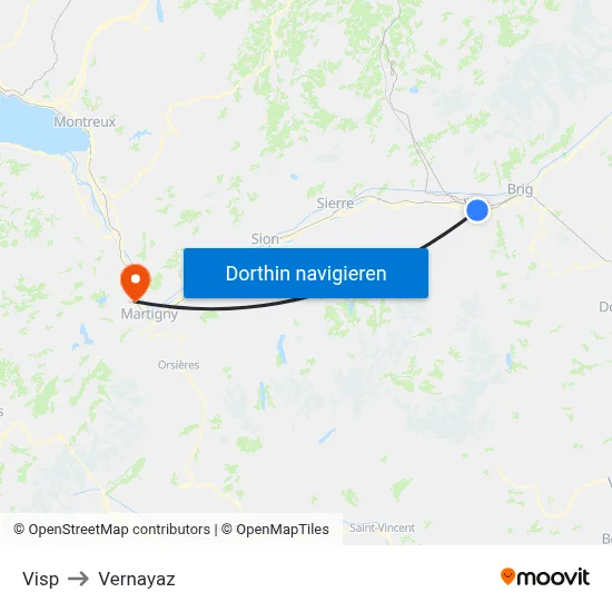 Visp to Vernayaz map