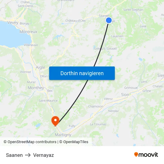 Saanen to Vernayaz map