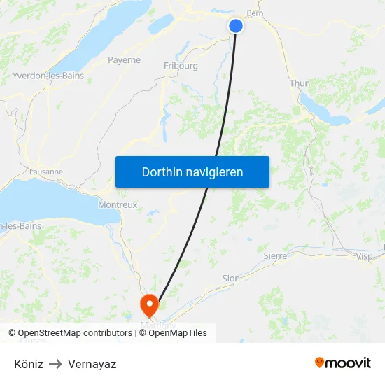Köniz to Vernayaz map