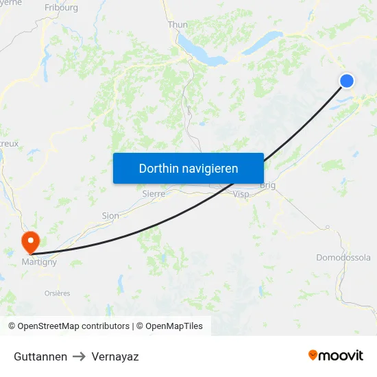 Guttannen to Vernayaz map