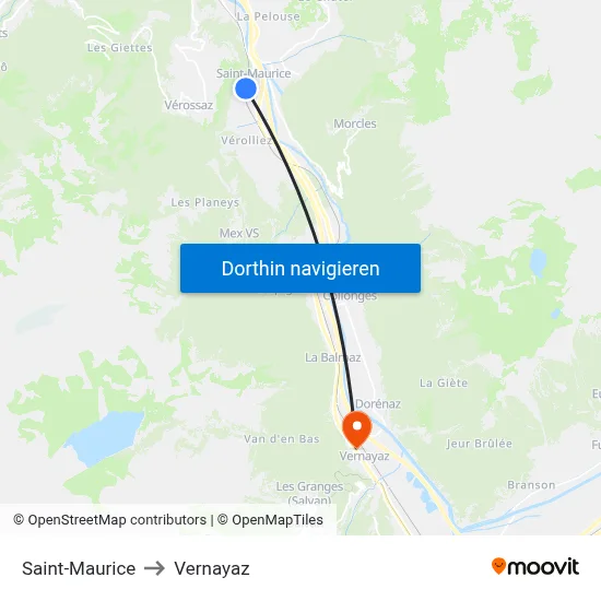 Saint-Maurice to Vernayaz map