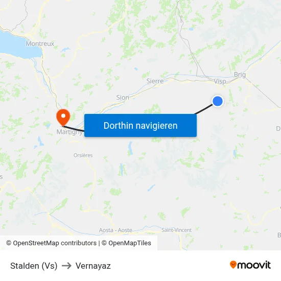 Stalden (Vs) to Vernayaz map