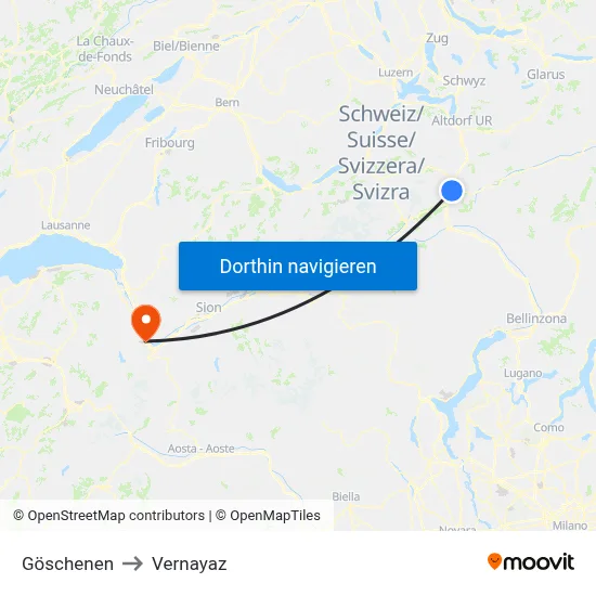 Göschenen to Vernayaz map