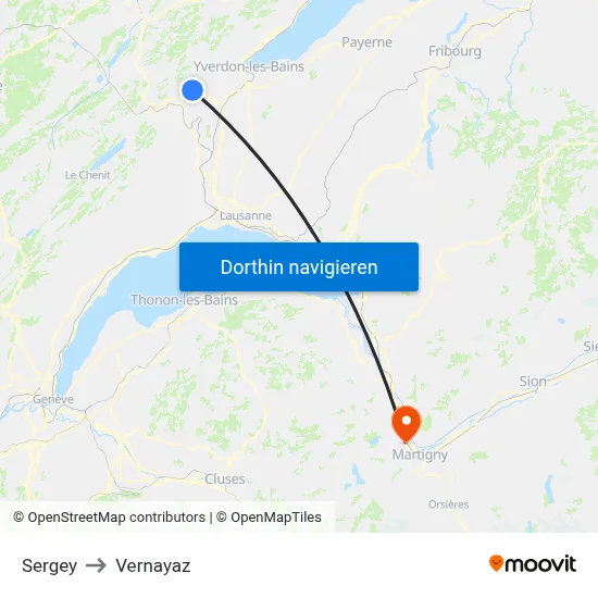 Sergey to Vernayaz map