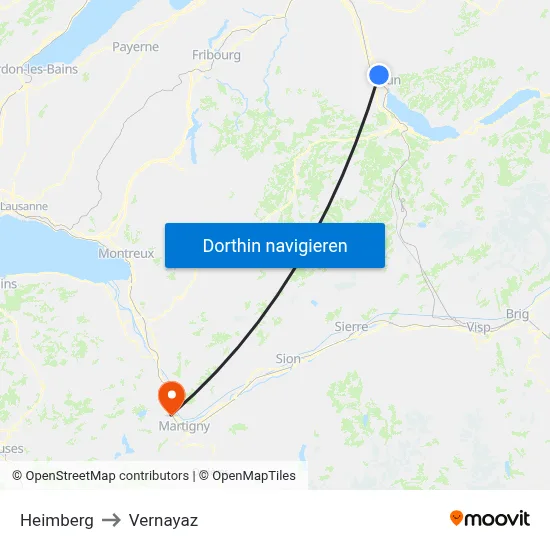 Heimberg to Vernayaz map