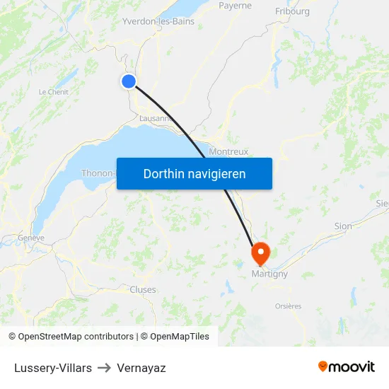 Lussery-Villars to Vernayaz map