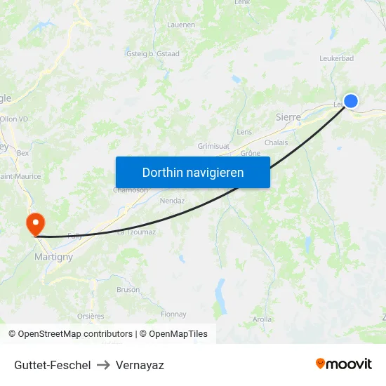 Guttet-Feschel to Vernayaz map