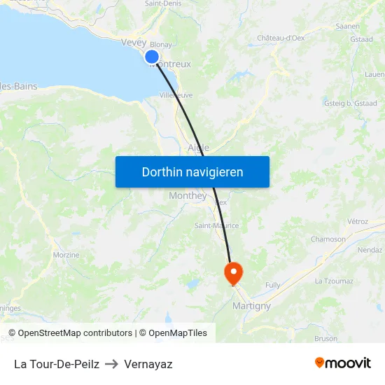 La Tour-De-Peilz to Vernayaz map