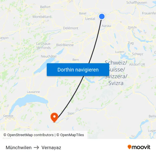 Münchwilen to Vernayaz map