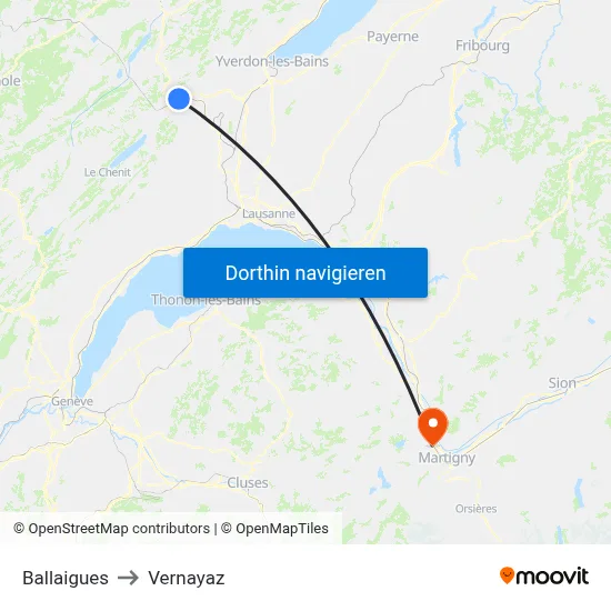 Ballaigues to Vernayaz map