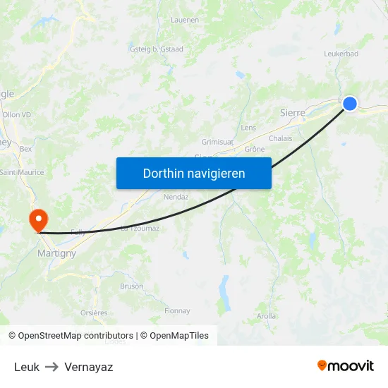 Leuk to Vernayaz map