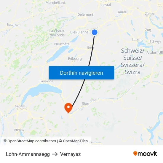 Lohn-Ammannsegg to Vernayaz map