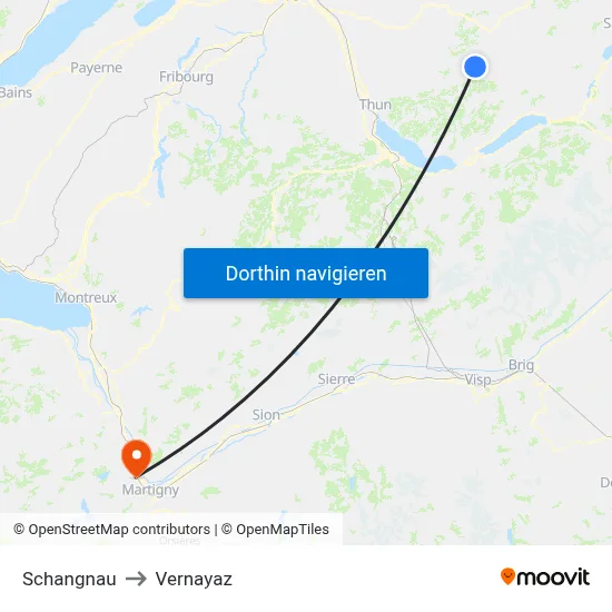 Schangnau to Vernayaz map