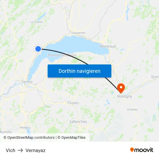 Vich to Vernayaz map