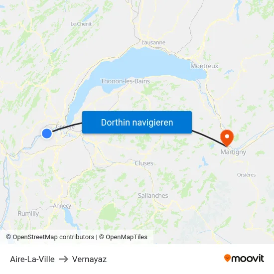 Aire-La-Ville to Vernayaz map