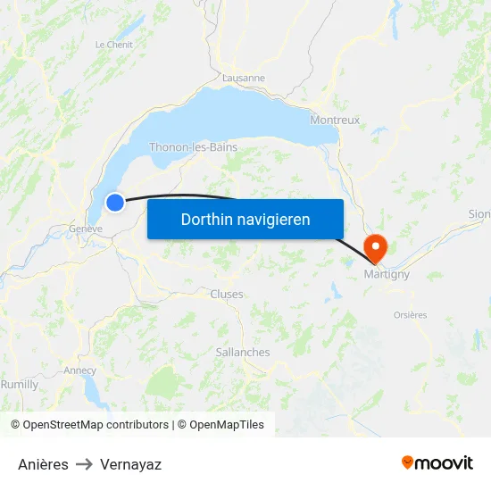 Anières to Vernayaz map