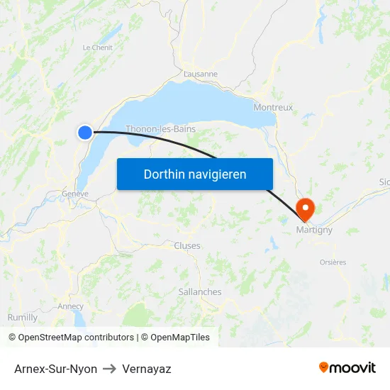 Arnex-Sur-Nyon to Vernayaz map
