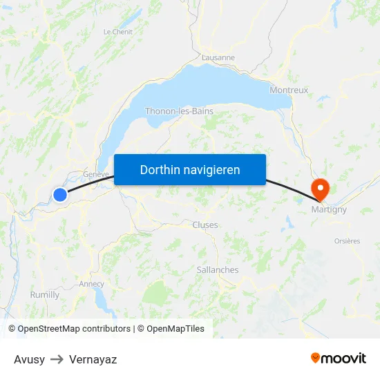 Avusy to Vernayaz map