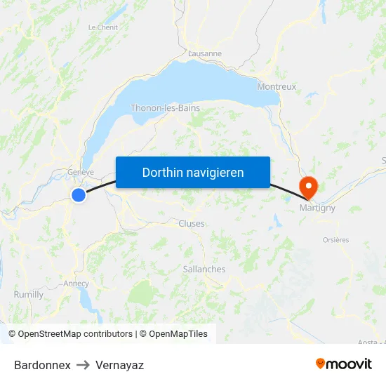Bardonnex to Vernayaz map