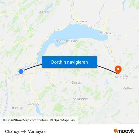 Chancy to Vernayaz map