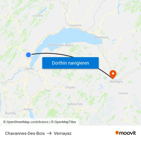 Chavannes-Des-Bois to Vernayaz map