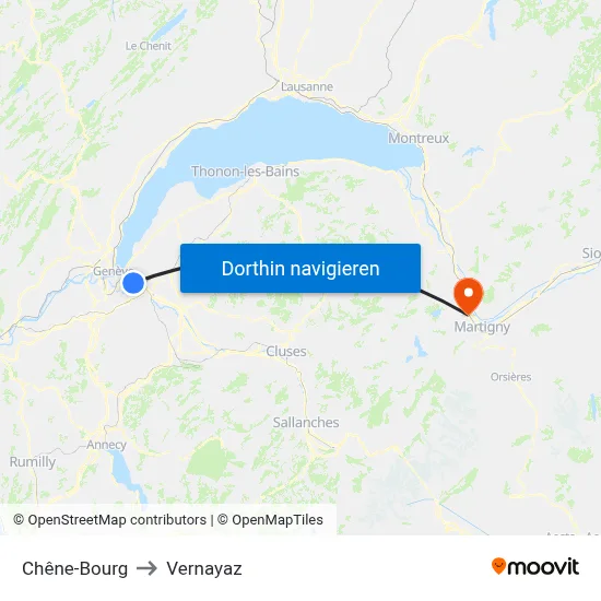 Chêne-Bourg to Vernayaz map