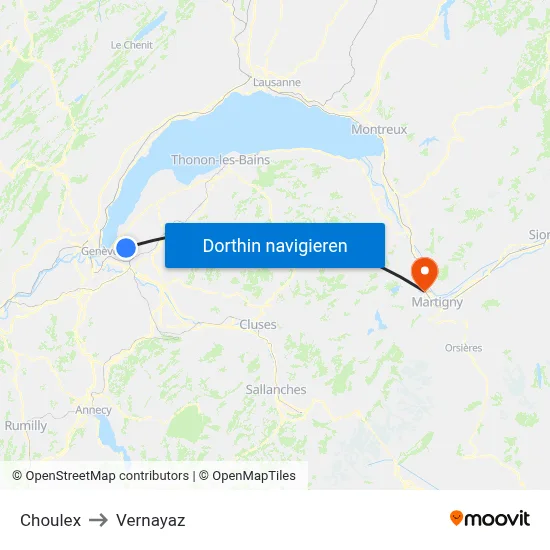 Choulex to Vernayaz map