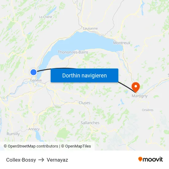 Collex-Bossy to Vernayaz map