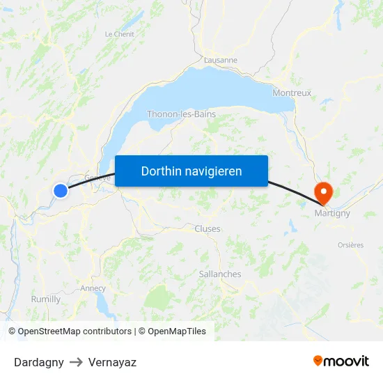 Dardagny to Vernayaz map