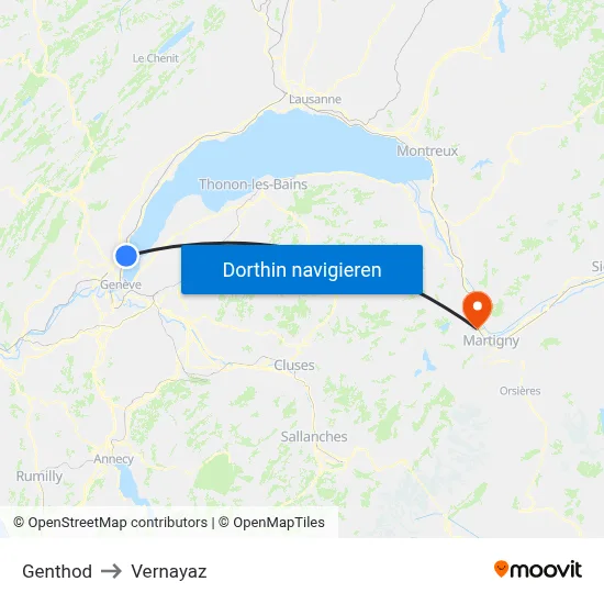 Genthod to Vernayaz map