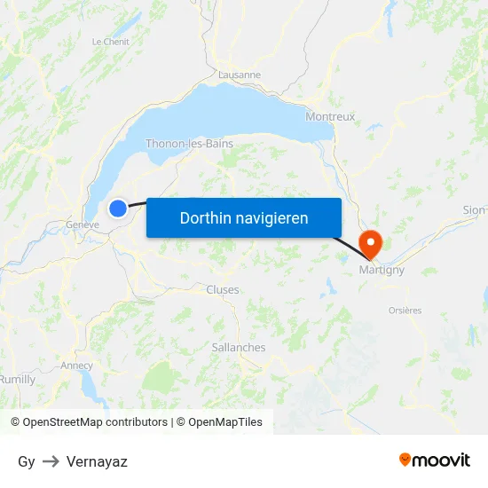 Gy to Vernayaz map