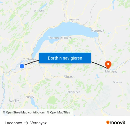 Laconnex to Vernayaz map