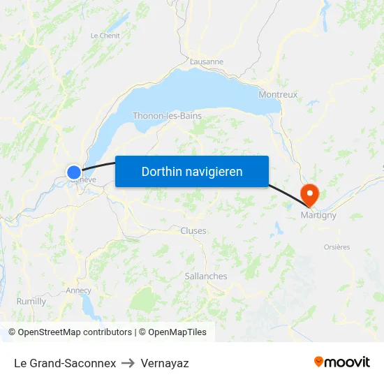Le Grand-Saconnex to Vernayaz map