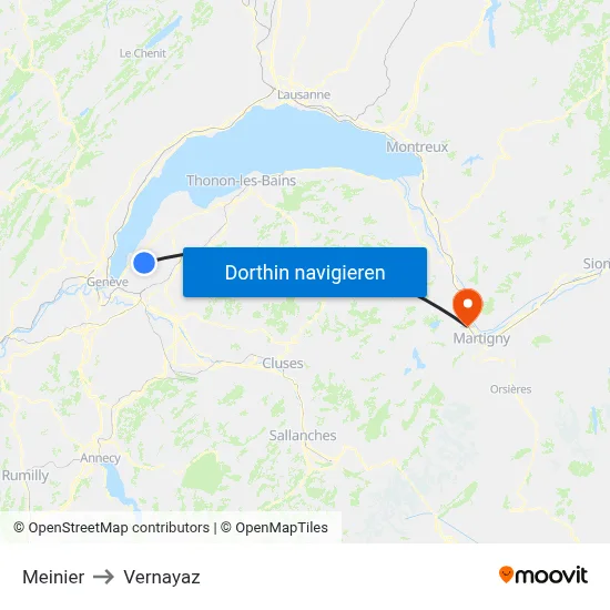 Meinier to Vernayaz map