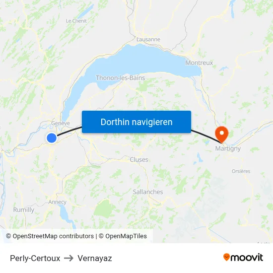 Perly-Certoux to Vernayaz map
