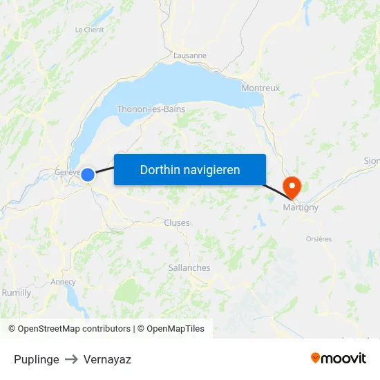 Puplinge to Vernayaz map