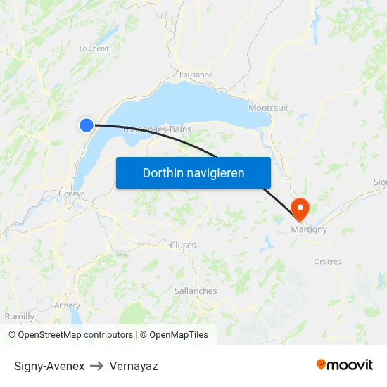 Signy-Avenex to Vernayaz map