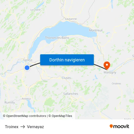 Troinex to Vernayaz map