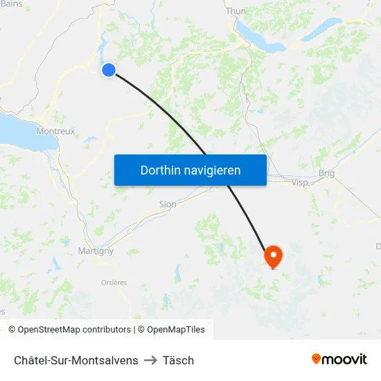 Châtel-Sur-Montsalvens to Täsch map
