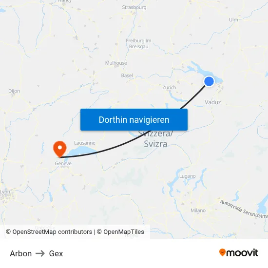 Arbon to Gex map