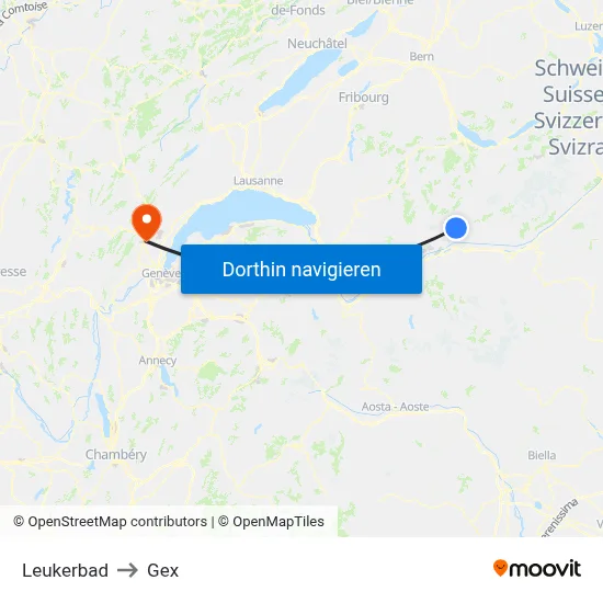 Leukerbad to Gex map